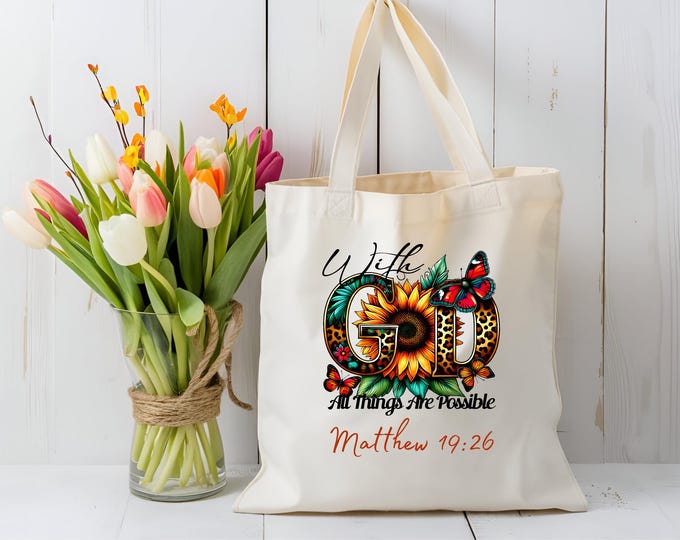 With God All Things Are Possible Butterfly Tote Bag