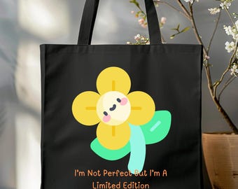 Inspirational Motivational Womens Tote Bag Smiley Face Flower