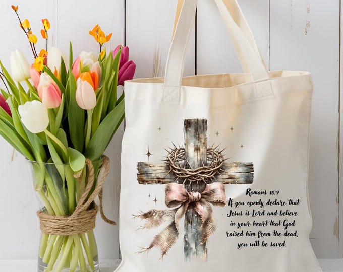 The Cross Tote Bag Romans 16:29 Religious Gift