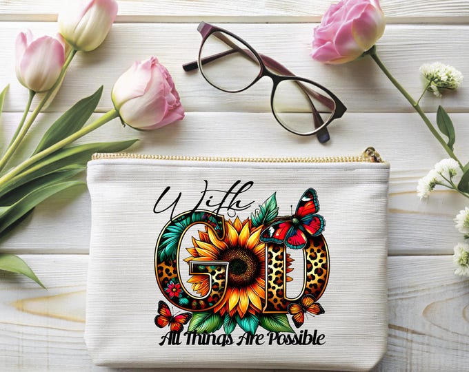 With God All Things Are Possible Makeup Bag