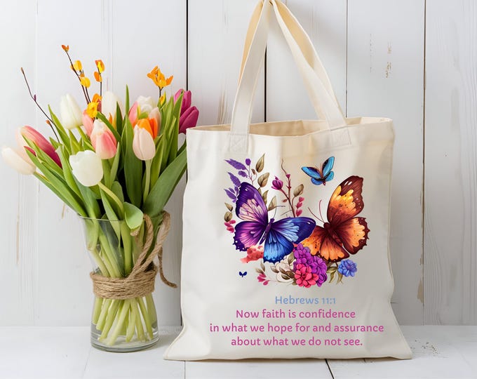 Butterfly Floral Inspirational Tote Bag