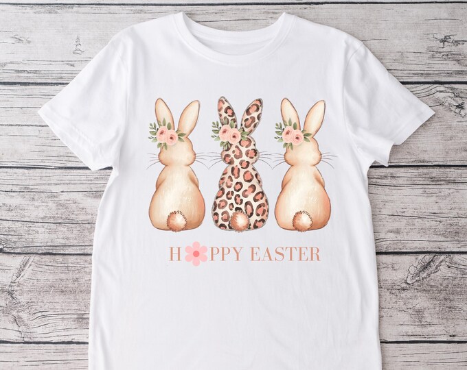 Happy Easter Leopard Bunny T Shirt