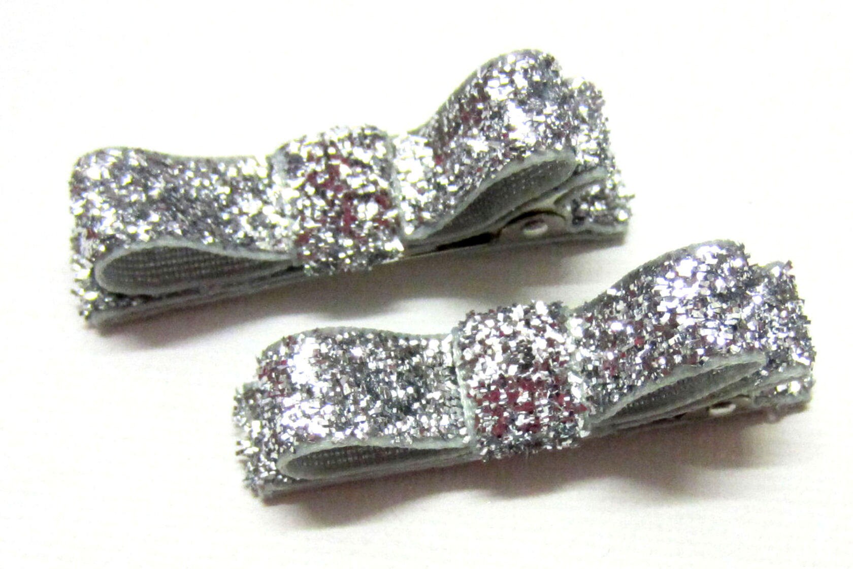 Set of 2 Silver Glitter Hair Clips Glitter Hair Clips Etsy