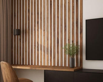 Oak Veener Wood Wide Slats Wall Panels, Wood Wall Cladding Decoration, Adjustable Modern Wall Panels, Acoustic Accent Wall Slats Farmhouse