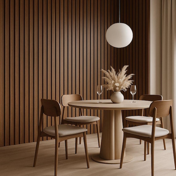 Acoustic Wood Slats Wall Stripes Panels, Decorative Narrow Accent Wall Art Panel, Modern Wood Wall Veener Textured Design Wall Panel Slat