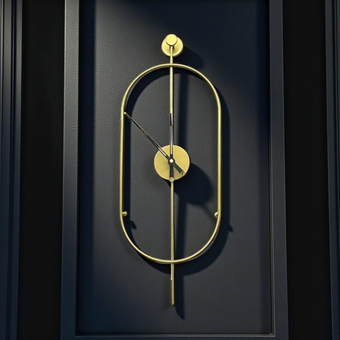 Modern Gold Metal Wall Clock With Pendulum | Minimalist Vertical Wall ...