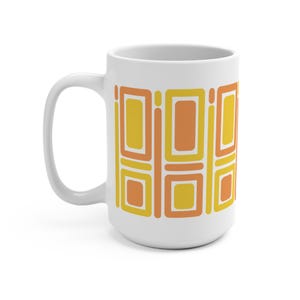 Retro 70s Ceramic Coffee Mug: Nostalgic Kitchen Decor, 15oz