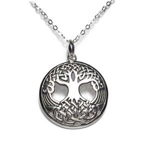 Celtic KnotworkTree of Life Necklace All Sterling Silver 16&quot; or 18&quot; Cable Chain Celtic Boxed