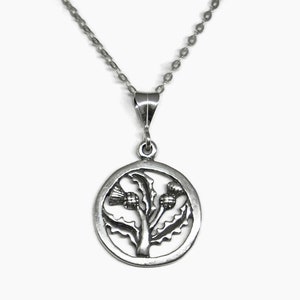 Double Scottish Thistle Necklace * All Sterling Silver * 18&quot; Cable Chain Iconic Symbol of Scotland Burns Supper