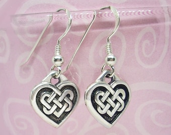 Celtic Love Knot Hearts Dangle Earrings Sterling Silver Earwires or Leverbacks * Gift Boxed