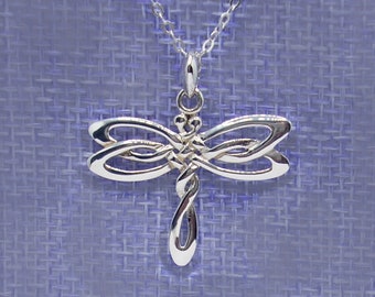 Celtic Dragonfly Necklace * All Sterling Silver on 18" Cable Chain