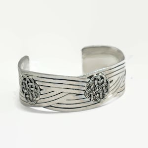 Celtic Knot Cuff Bracelet *  Stunning Bold Weave Design with Raised Knotwork * Silver Over Pewter * Unisex
