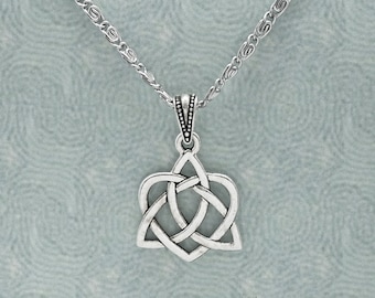 Celtic Trinity Heart Necklace * 18" Scroll Chain * Tierracast Pendant & Bail * Boxed