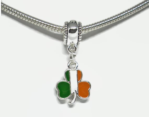 Irish Flag Shamrock Large Hole European Bead Irish Heritage Ireland Emerald Isle Irish Pride