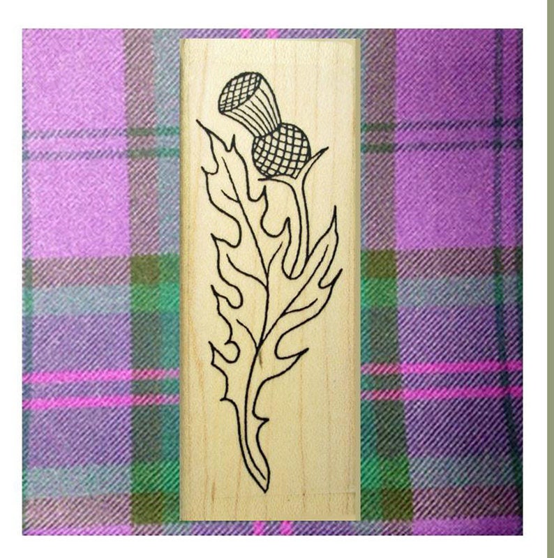 Long Scottish Thistle Rubber Stamp Icon of Scotland Borders Etsy