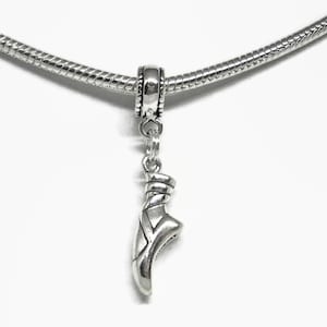Ballet Slipper Large Hole European Bead All Sterling Silver Bead and Charm Dance Recital Birthday Gift