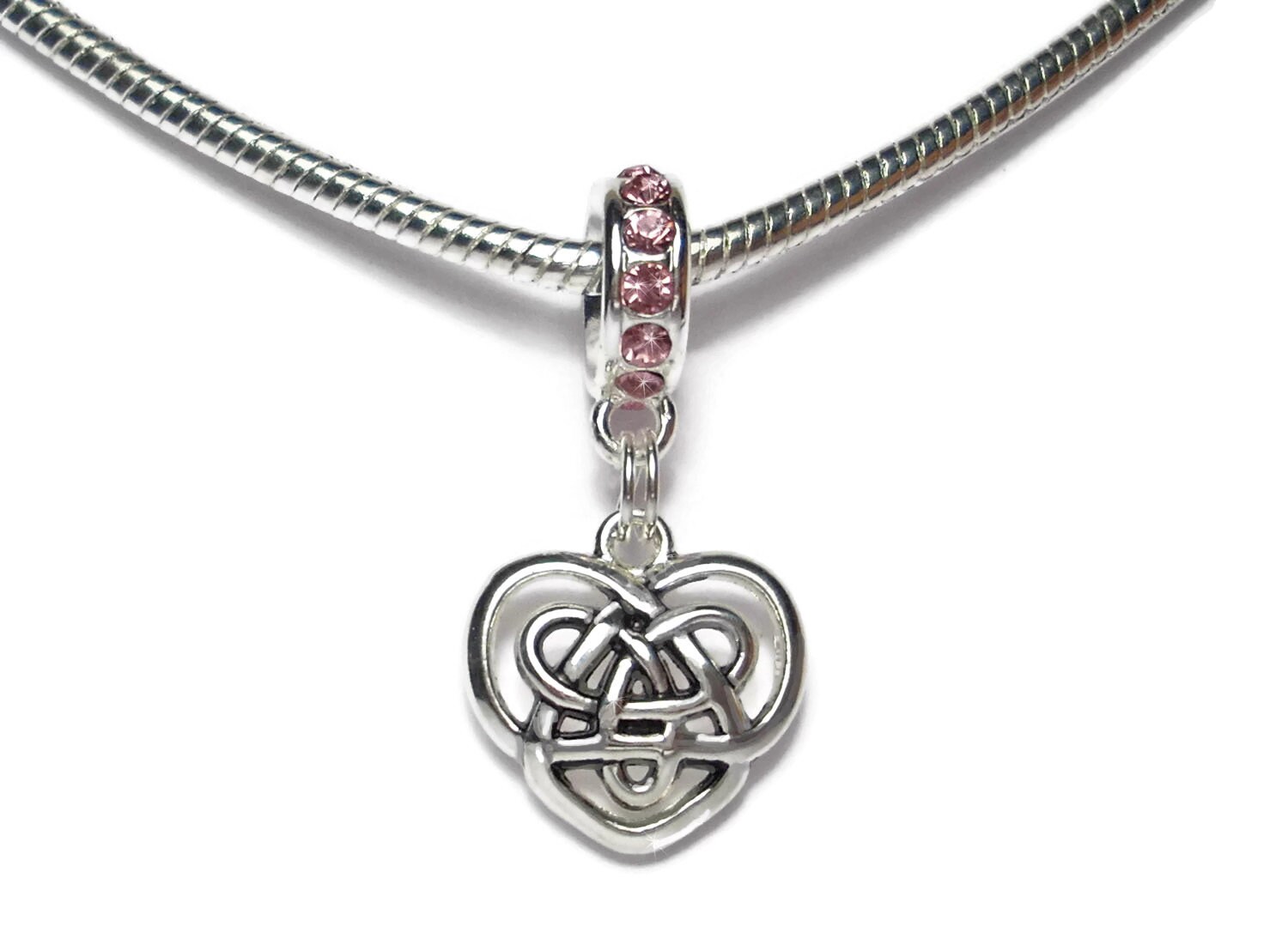 Celtic Open LOVE Heart Dangle Large Hole Silver Bead for European Charm Bracelet Celtic Open LOVE Heart Dangle Large Hole Silver Bead for European Charm Bracelet