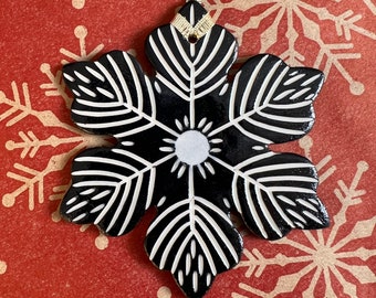 Carved porcelain snowflake ornament