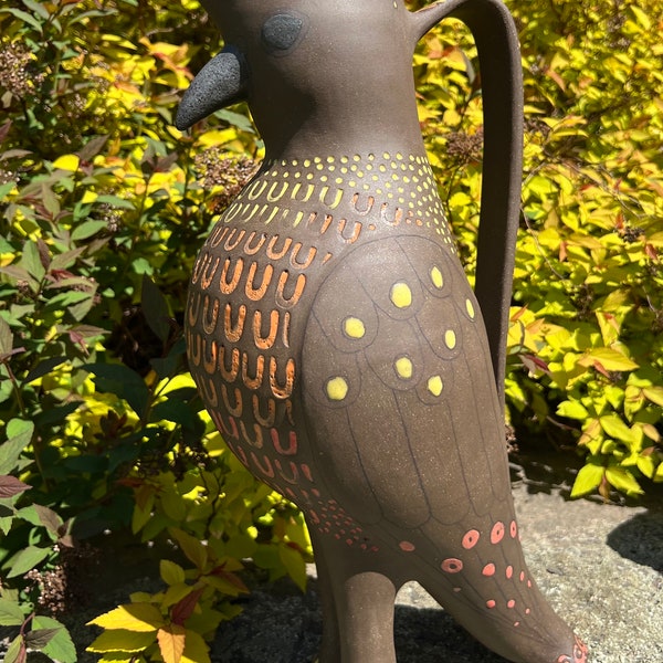 Ceramic Bird Picher Sculpture