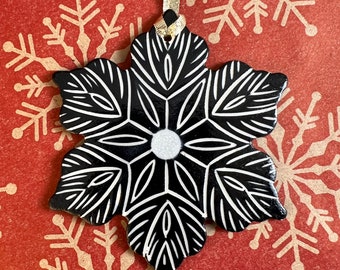 Carved porcelain snowflake ornament