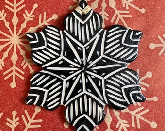 Carved porcelain snowflake ornament