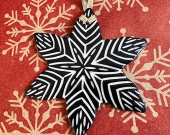 Carved porcelain snowflake ornament