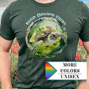 Sea Turtle Save the Ocean Shirt,Sea Turtle Mother Earth Day Shirt,Sea Turtle Gift,Ocean Lover Gift,EcoFriendly Sea Turtle Conservation Shirt