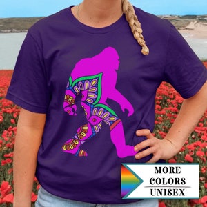 Big foot Yeti Sasquatch Psychedelic Mandala Shirt, Best Friend Gift, Groovy mandala shirt, nature lover gift, big foot gift, sasquatch gift