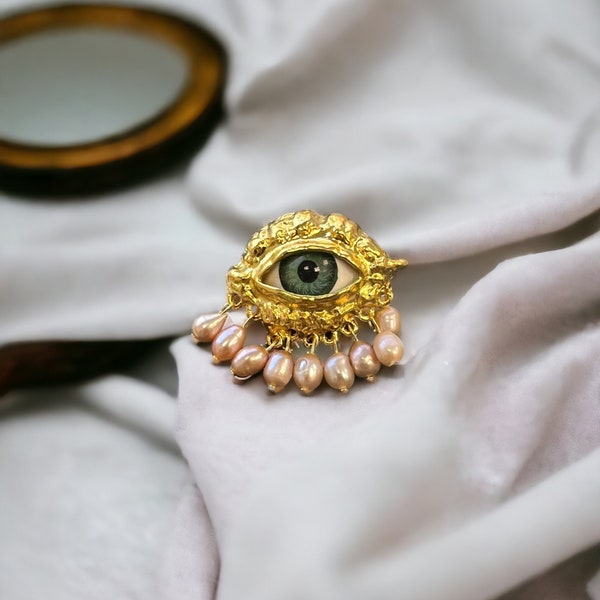 Victorian Eye Brooch Pin, Vintage Eye Jewelry, Gothic Jewelry, Weird Jewelry, Brooch Pin, Victorian Style Earrings