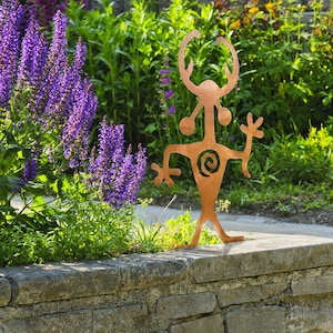 Moab Man Yard Art, Southwest Metal Sculpture, Shaman, Rust Finish, Made in Arizona, USA