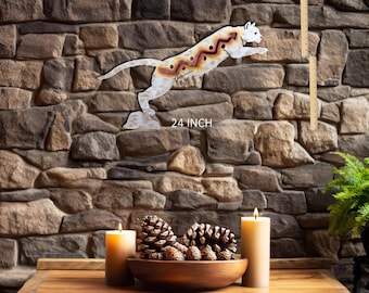 Handmade Metal Cougar Wall Art, Sunset Swirl Finish