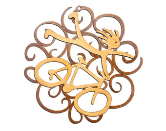 Kokopelli on Bike, Wood and Rusted Steel, Southwest Wall Art