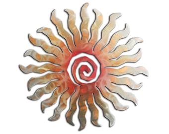 Sunburst Sun, 24 Pt, Southwest Metal Wall Art, Sunset Swirl Finish, Decor, 4 Sizes, Handmade, USA
