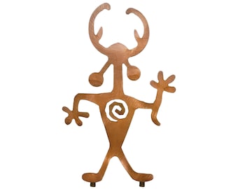 Moab Man Yard Art, Southwest Metal Sculpture, Shaman, Rust Finish, Made in Arizona, USA