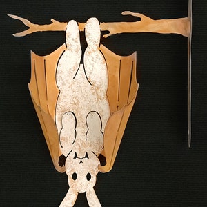 Vampire Bunny Metal Hanging Art, Halloween Decoration, Indoors and Outdoors Steel Hanging Vampire Rabbit image 6