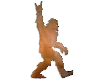 Sasquatch Horns Sign Metal Wall Art, Hang Loose Big Foot Collection, Steel Bigfoot Sculpture, Rust Finish, Made in the USA, Crooks Designs