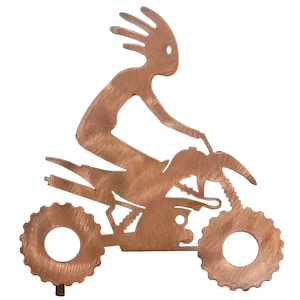 Kokopelli Quad Yard Art, Metal Sculpture, Rust Finish