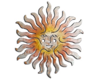 Sprite Sun Face, Southwest Metal Wall Art, Sunset Swirl Finish, Decor, Handmade, USA