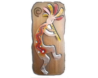 Kokopelli Flute Metal Wall Art, Southwest Decor, Sunset Swirl
