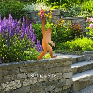 Sasquatch Metal Yard Art, Bigfoot Walking Statue, Rustic Garden Decor