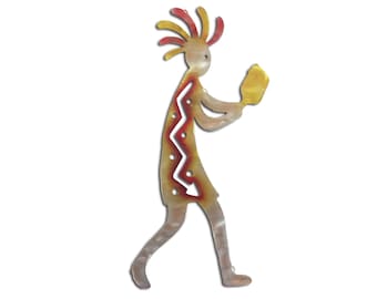 Pickleball Kokopelli Metal Wall Art, Southwest Sunset Swirl Steel Hanging