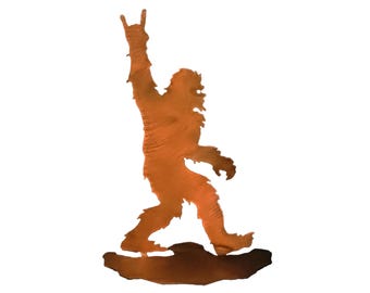 Rustic Bigfoot Metal Art Statue, Sasquatch Table Topper, Yeti Decor