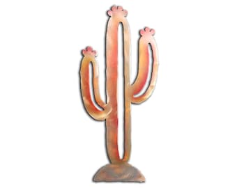 Cactus, Southwest Metal Wall Art, Sunset Swirl Finish, Decor, Handmade, USA