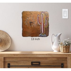 Cactus, Southwest Cut Out Clock, Sunset Swirl Finish, Steel, Metal Wall Art, Wall Hanging, Decor, Handmade, USA image 2