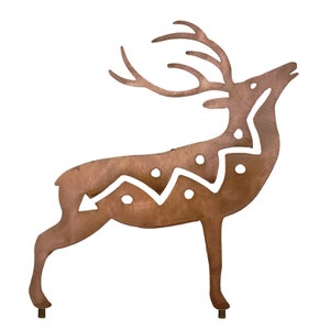 Deer Metal Yard Art Statue, Doe, Buck, Stag, Rust Finish, Garden Art ...