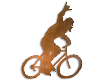 Sasquatch Bike Shaka Metal Wall Art, Big Foot Element Collection, Steel Hang Loose Bigfoot Sculpture, Rust, Made in USA, Crooks Designs
