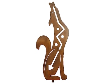 Coyote Yard Art, Right Facing, Wolf Metal Sculpture, Rust Finish