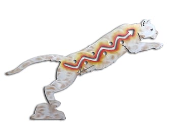 Handmade Cougar Metal Wall Art, Sunset Swirl Finish, USA Made