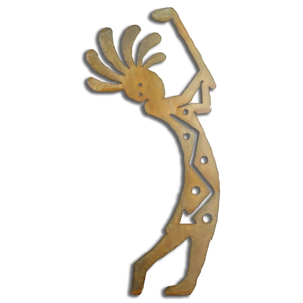 Golf Drive Kokopelli, Southwest Metal Wall Art, Rust Finish, Decor, Handmade, USA