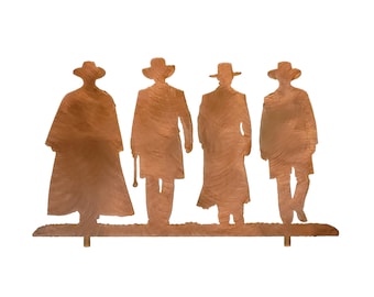 OK Corral Steel Statue, Four Gunslingers, Western Decor
